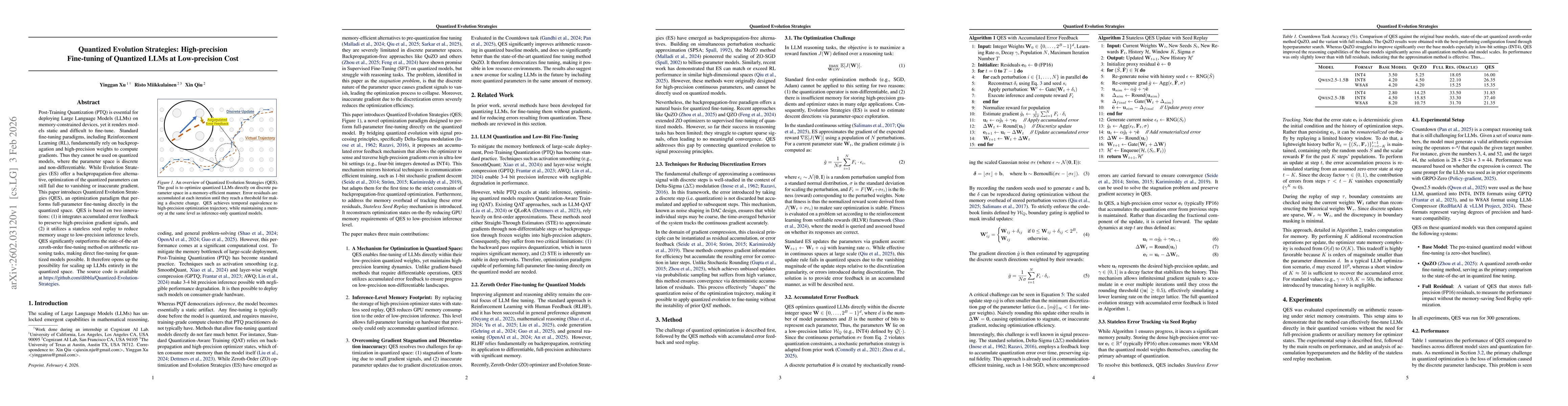 Thumbnail for Quantized Evolution Strategies: High-precision Fine-tuning of Quantized LLMs at Low-precision Cost