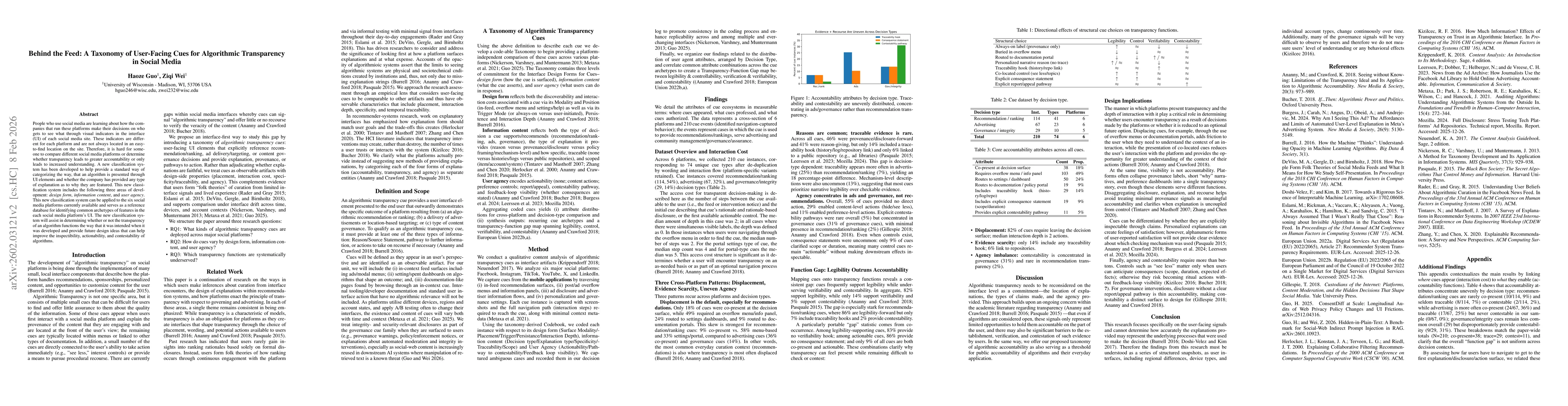 Thumbnail for Behind the Feed: A Taxonomy of User-Facing Cues for Algorithmic Transparency in Social Media
