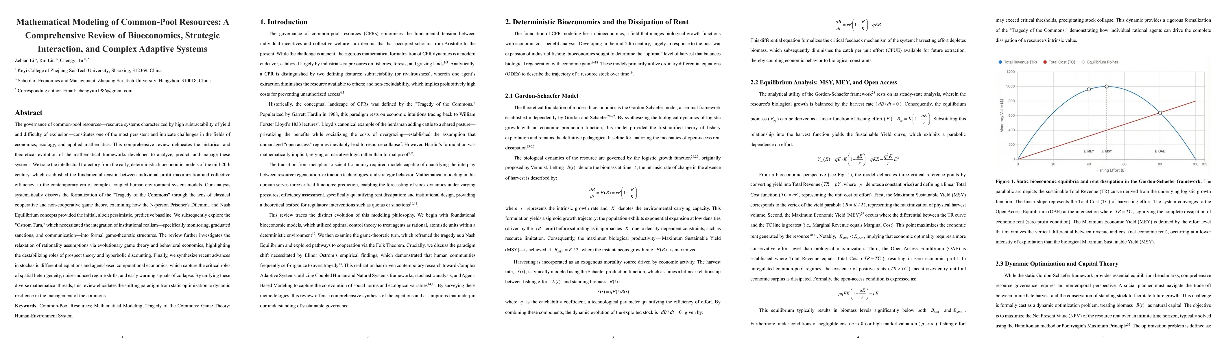 Thumbnail for Mathematical Modeling of Common-Pool Resources: A Comprehensive Review of Bioeconomics, Strategic Interaction, and Complex Adaptive Systems