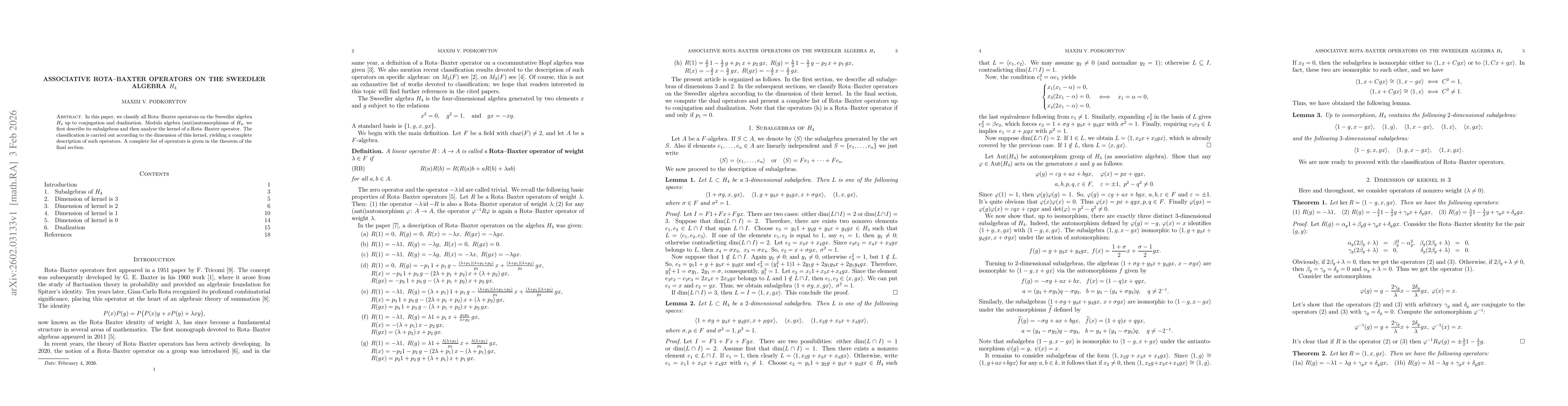 Thumbnail for Associative Rota--Baxter operators on the Sweedler algebra $H_4$