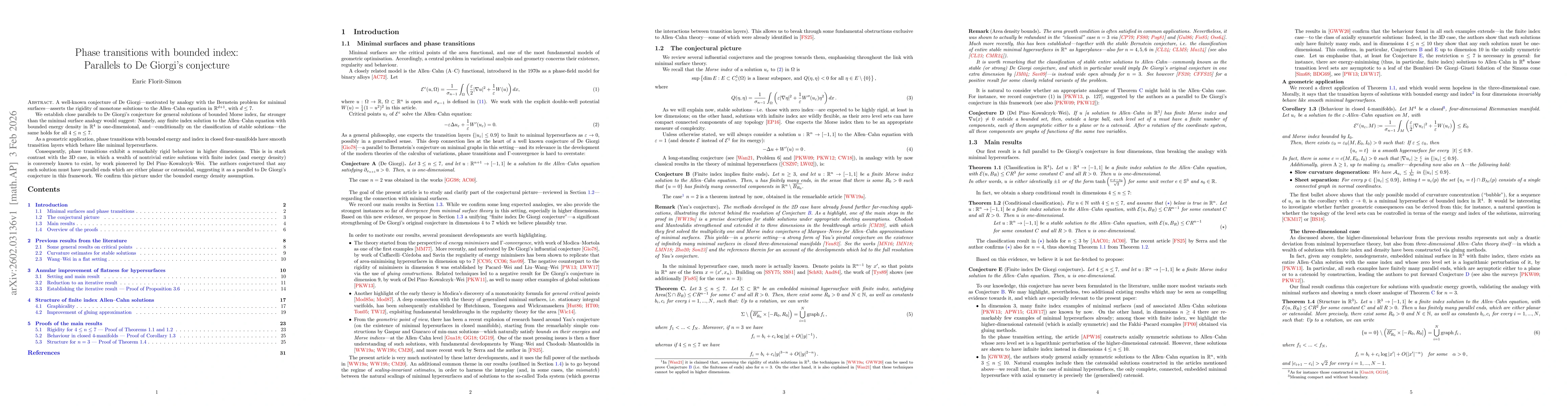 Thumbnail for Phase transitions with bounded index: Parallels to De Giorgi's conjecture