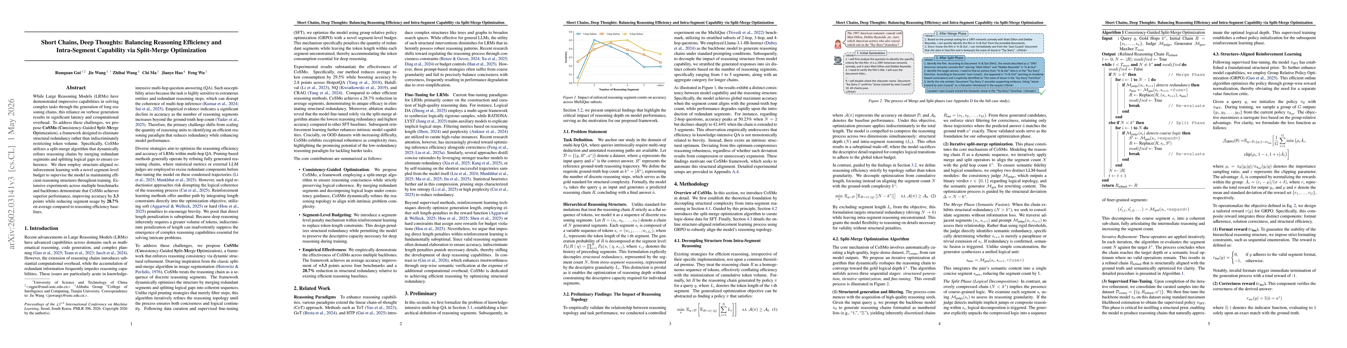 Thumbnail for Short Chains, Deep Thoughts: Balancing Reasoning Efficiency and Intra-Segment Capability via Split-Merge Optimization