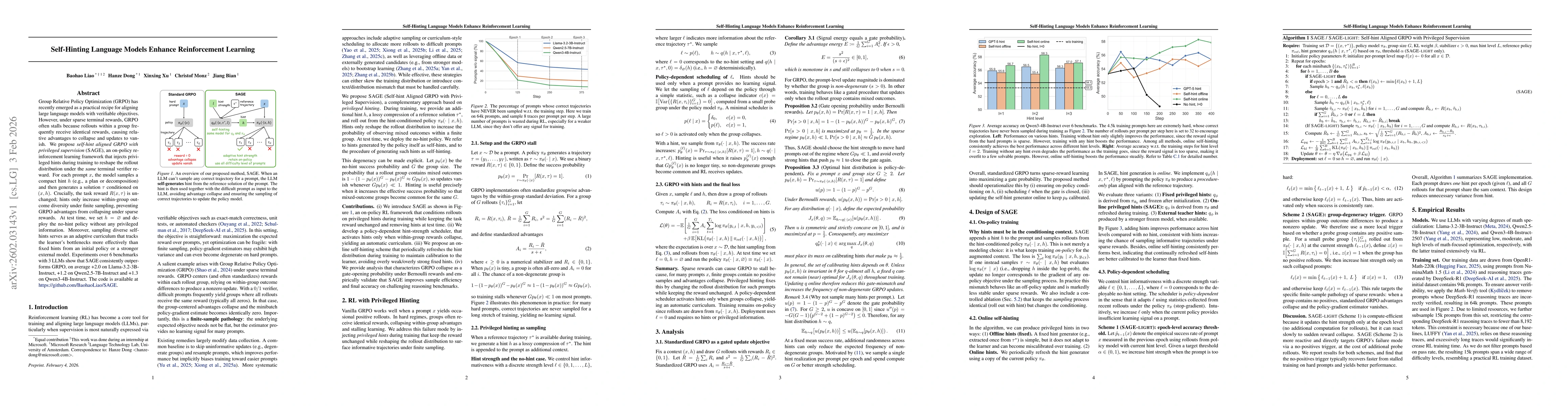 Thumbnail for Self-Hinting Language Models Enhance Reinforcement Learning