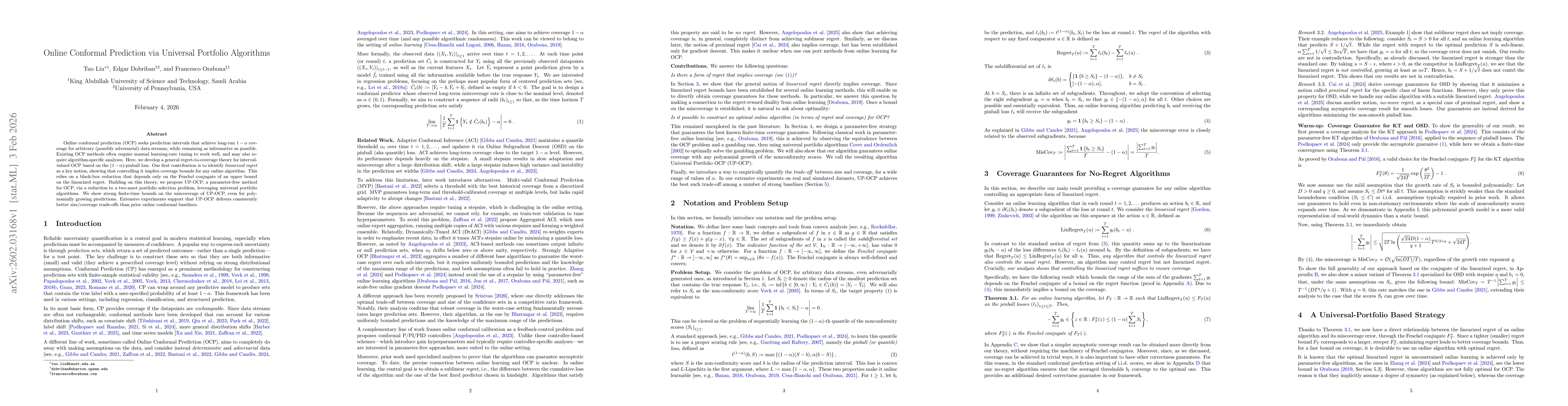 Thumbnail for Online Conformal Prediction via Universal Portfolio Algorithms