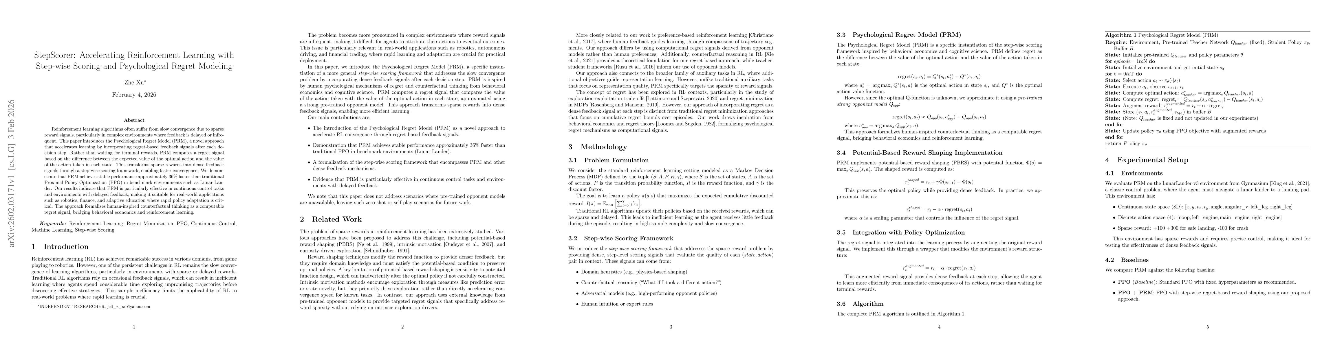 Thumbnail for StepScorer: Accelerating Reinforcement Learning with Step-wise Scoring and Psychological Regret Modeling
