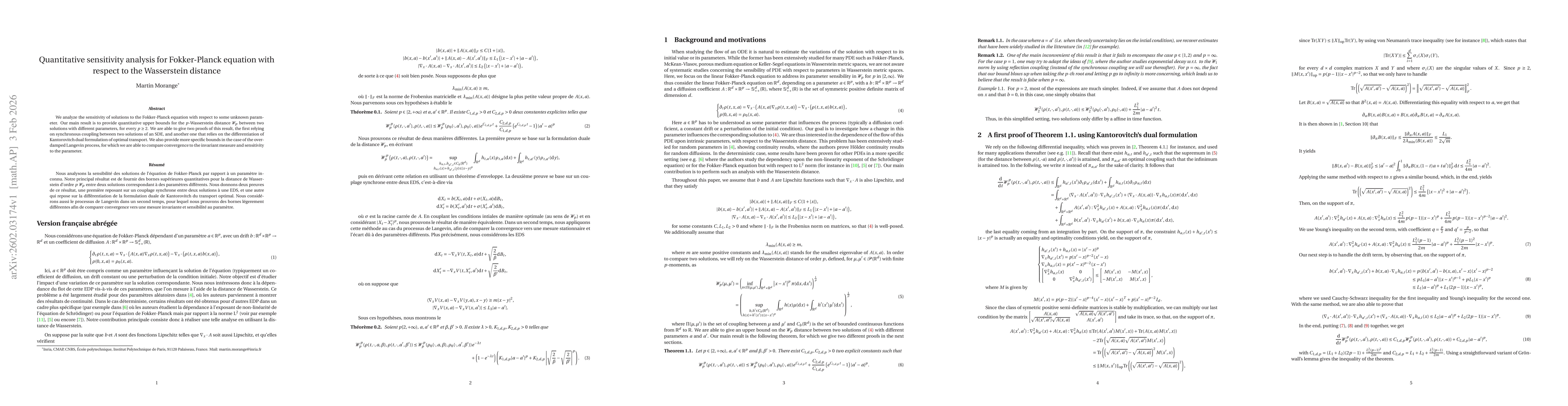 Thumbnail for Quantitative sensitivity analysis for Fokker-Planck equation with respect to the Wasserstein distance