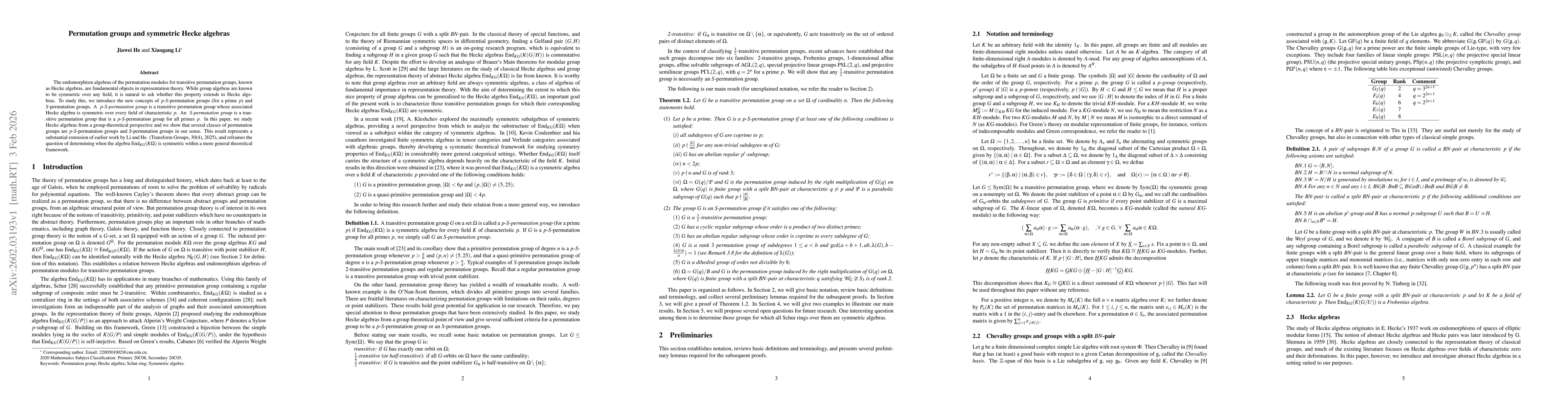 Thumbnail for Permutation groups and symmetric Hecke algebras