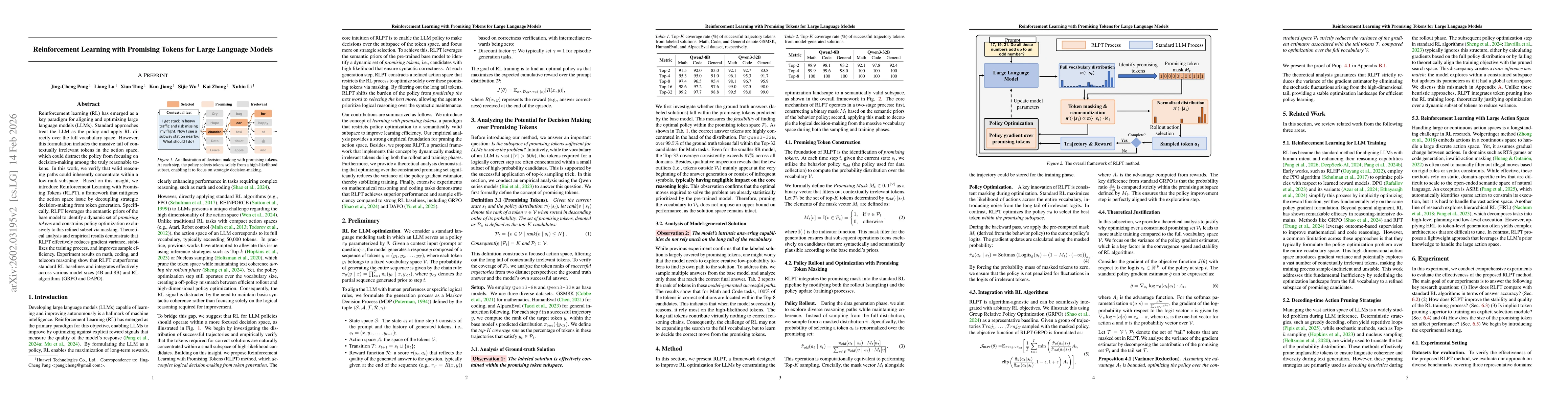 Thumbnail for Reinforcement Learning with Promising Tokens for Large Language Models