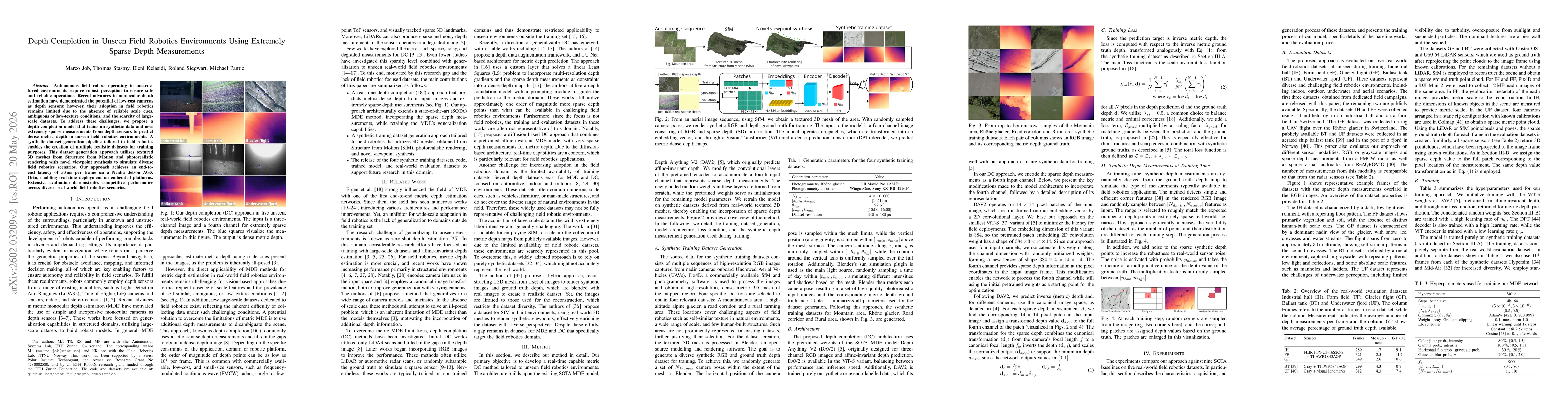 Thumbnail for Depth Completion in Unseen Field Robotics Environments Using Extremely Sparse Depth Measurements