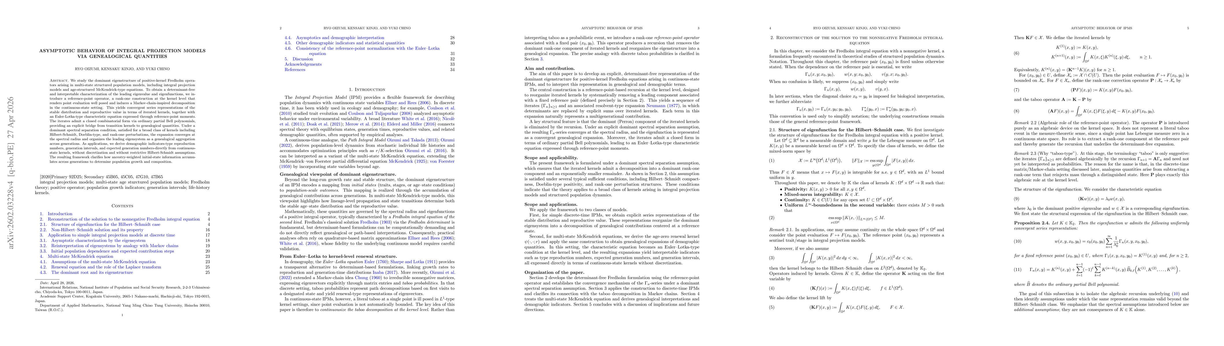 Thumbnail for Asymptotic Behavior of Integral Projection Models via Genealogical Quantities