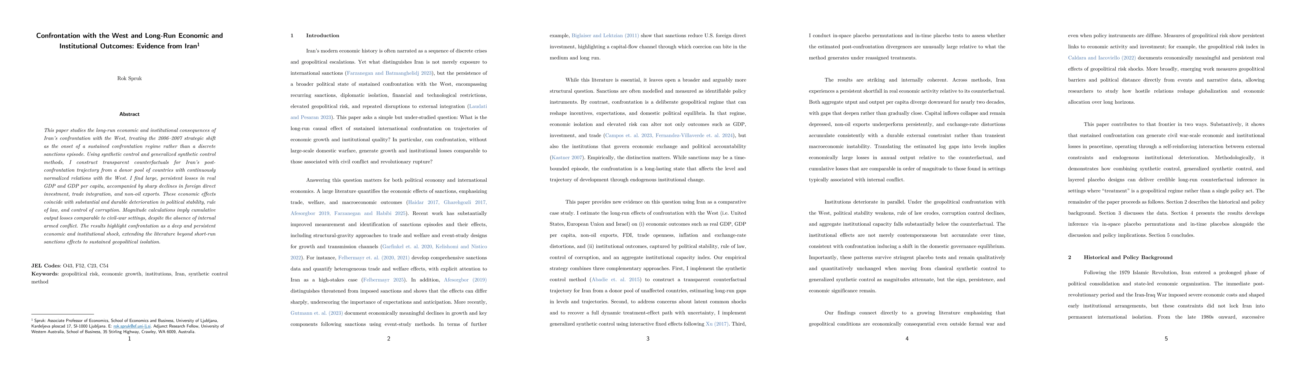 Thumbnail for Confrontation with the West and Long-Run Economic and Institutional Outcomes: Evidence from Iran