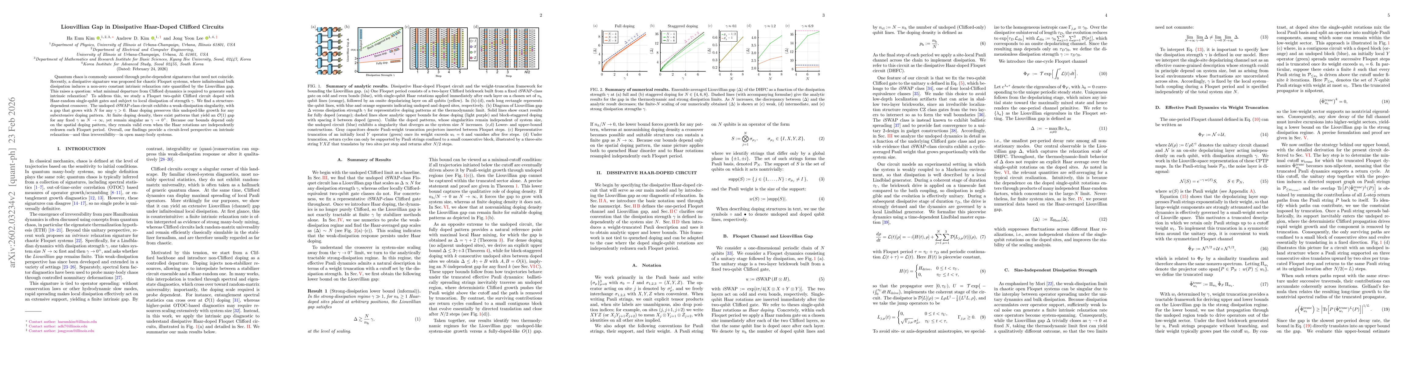 Thumbnail for Liouvillian Gap in Dissipative Haar-Doped Clifford Circuits