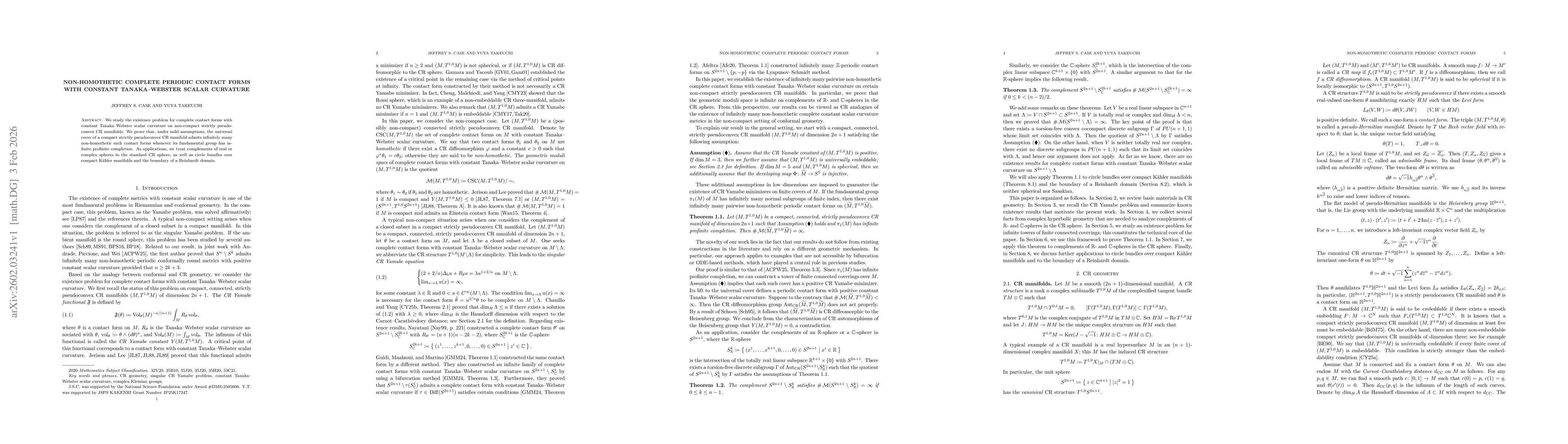 Thumbnail for Non-homothetic complete periodic contact forms with constant Tanaka--Webster scalar curvature