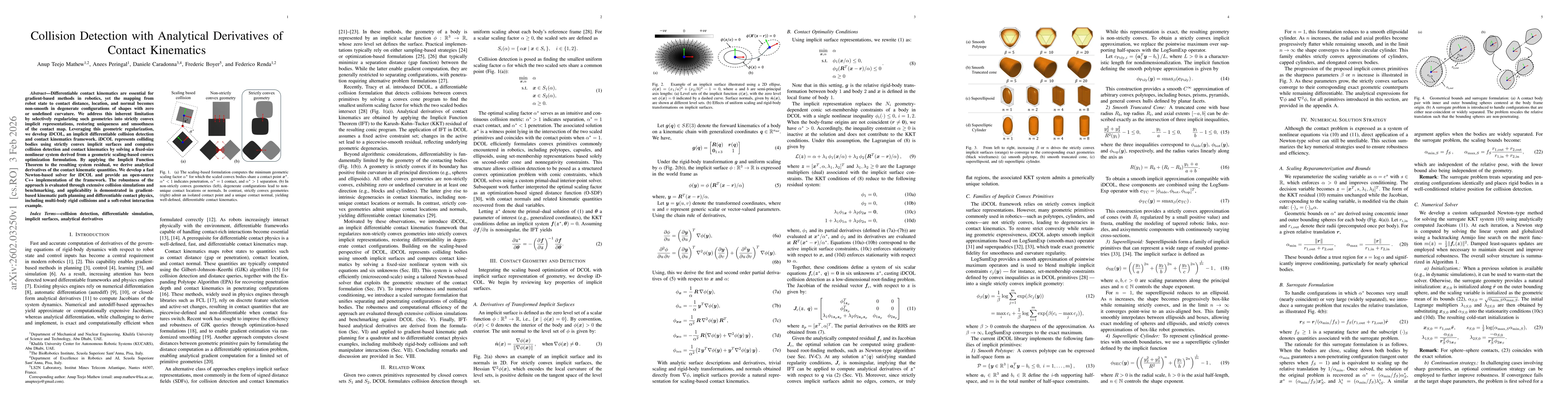 Thumbnail for Collision Detection with Analytical Derivatives of Contact Kinematics