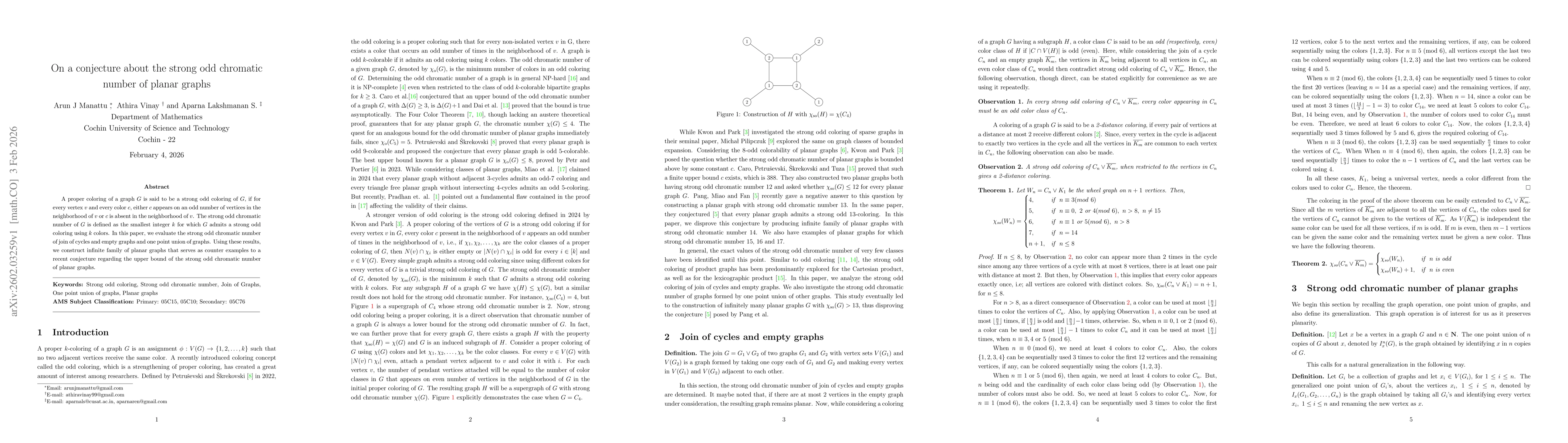 Thumbnail for On a conjecture about the strong odd chromatic number of planar graphs