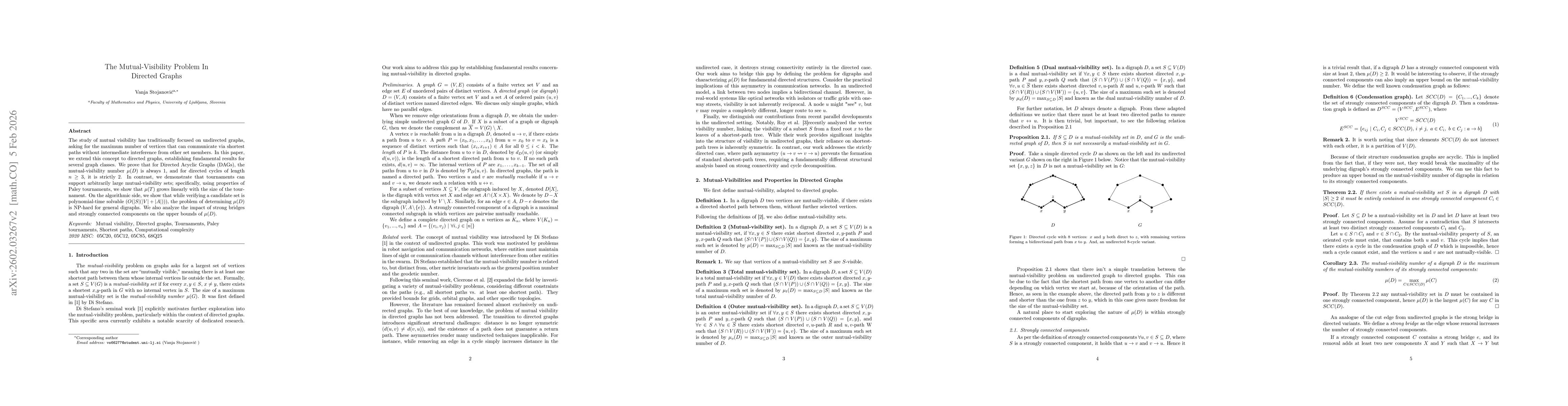 Thumbnail for The Mutual-Visibility Problem In Directed Graphs