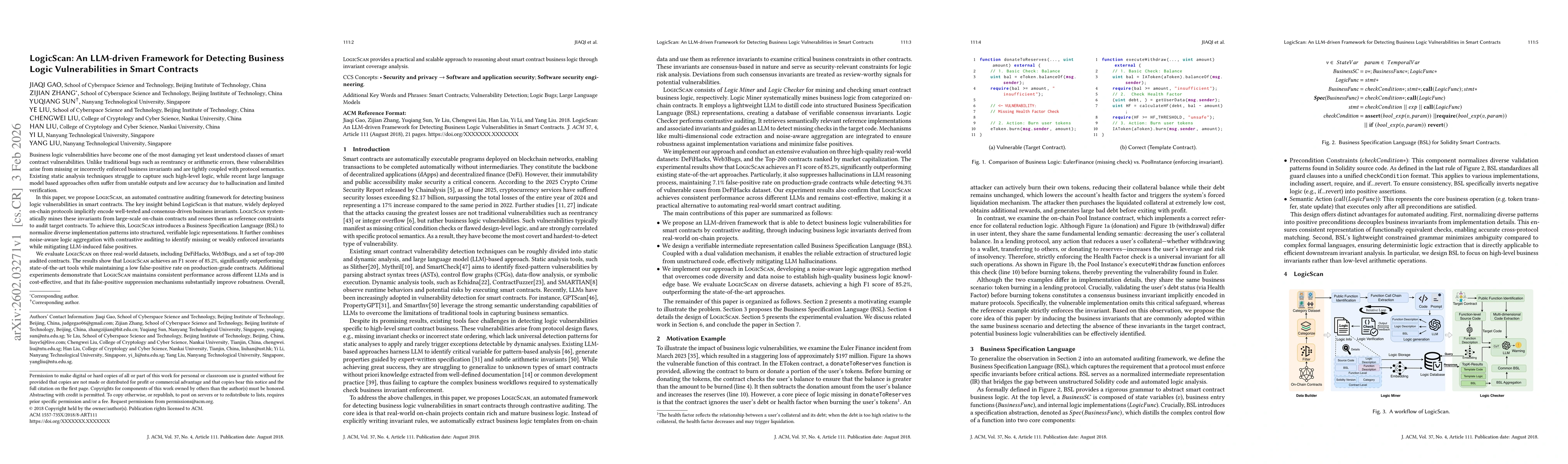 Thumbnail for LogicScan: An LLM-driven Framework for Detecting Business Logic Vulnerabilities in Smart Contracts