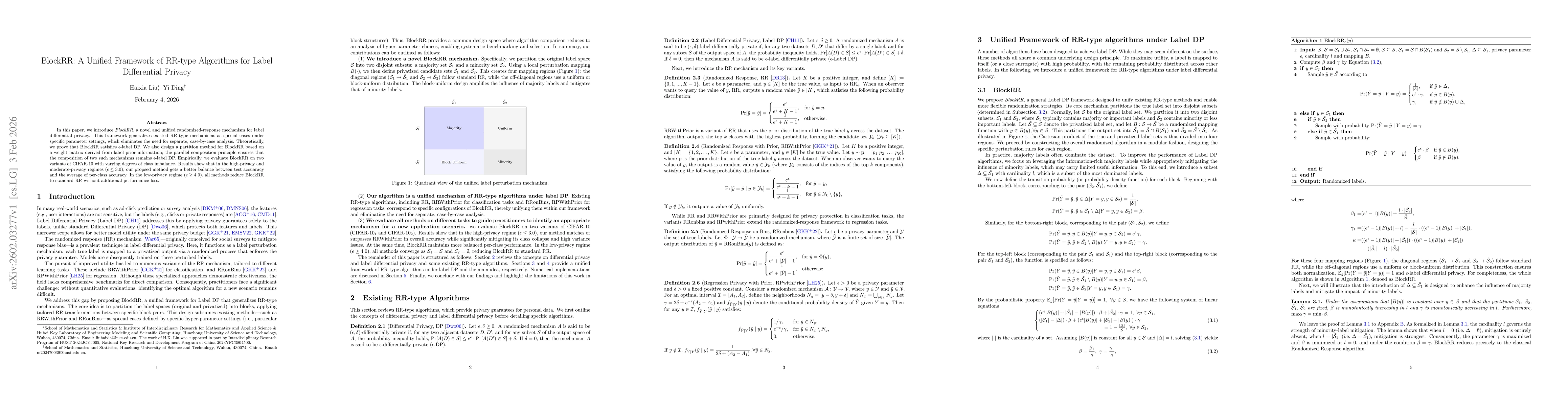 Thumbnail for BlockRR: A Unified Framework of RR-type Algorithms for Label Differential Privacy