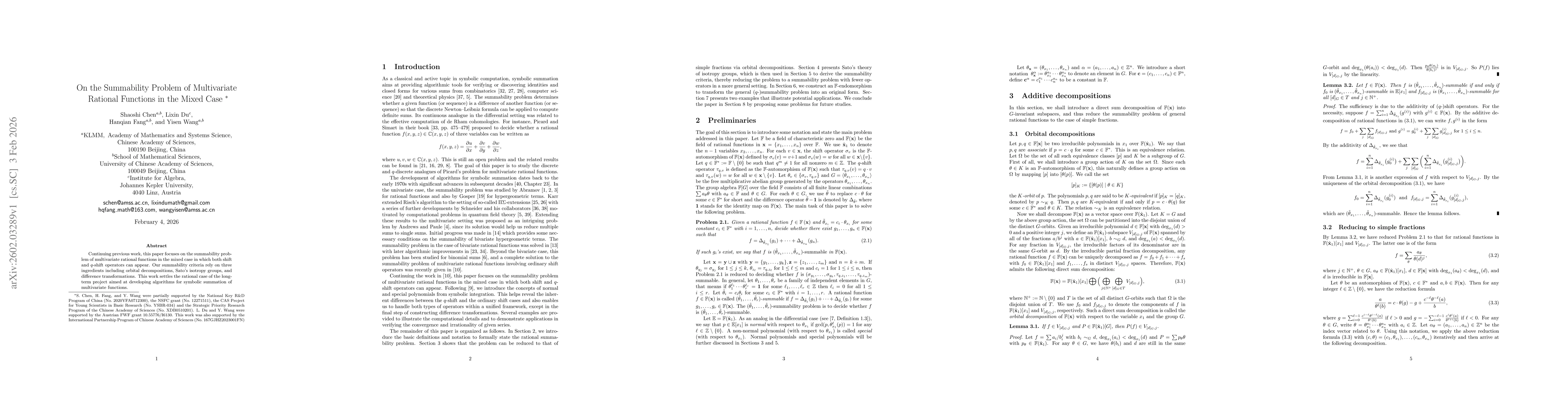 Thumbnail for On the Summability Problem of Multivariate Rational Functions in the Mixed Case