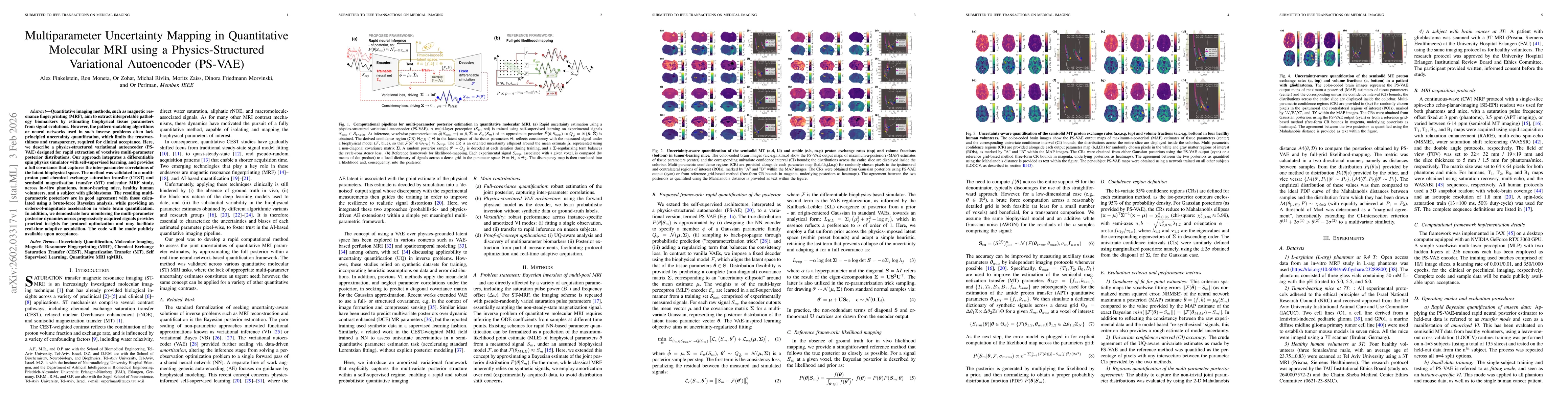Thumbnail for Multiparameter Uncertainty Mapping in Quantitative Molecular MRI using a Physics-Structured Variational Autoencoder (PS-VAE)