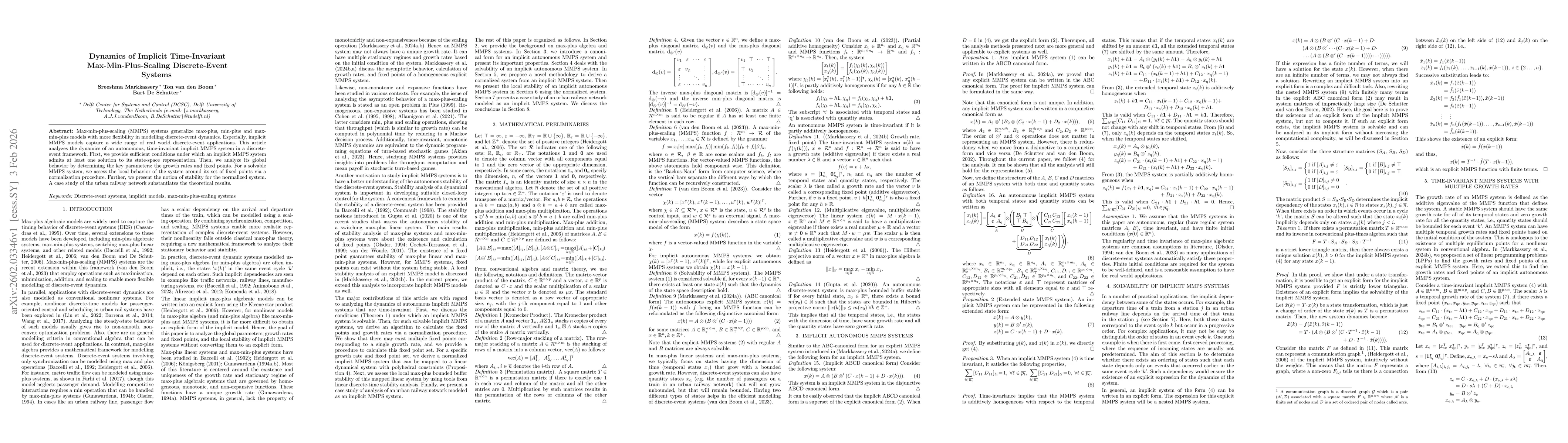 Thumbnail for Dynamics of Implicit Time-Invariant Max-Min-Plus-Scaling Discrete-Event Systems