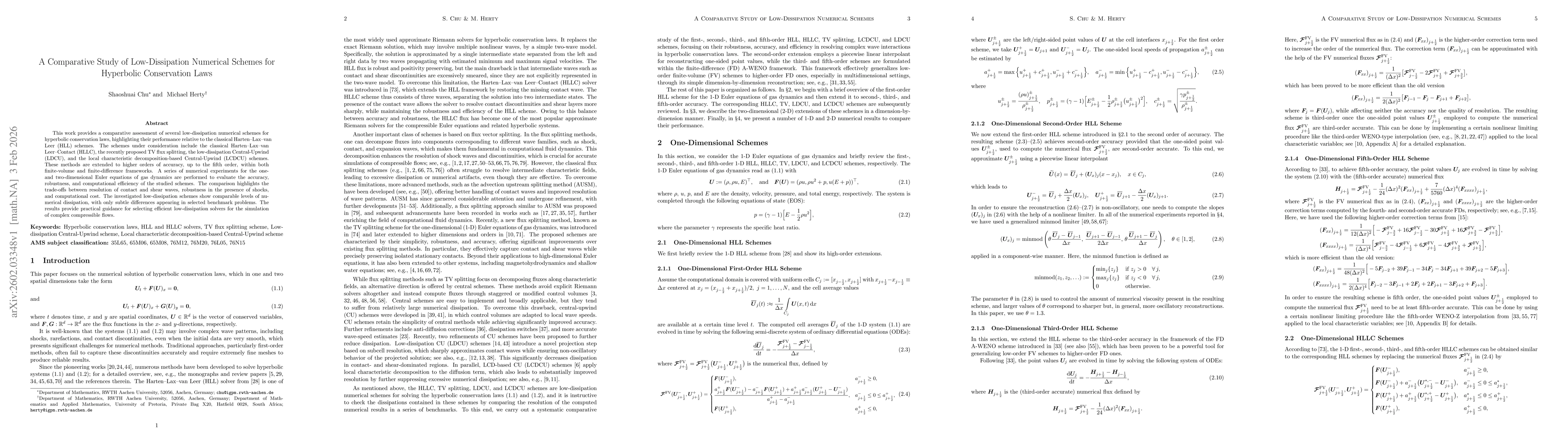 Thumbnail for A Comparative Study of Low-Dissipation Numerical Schemes for Hyperbolic Conservation Laws