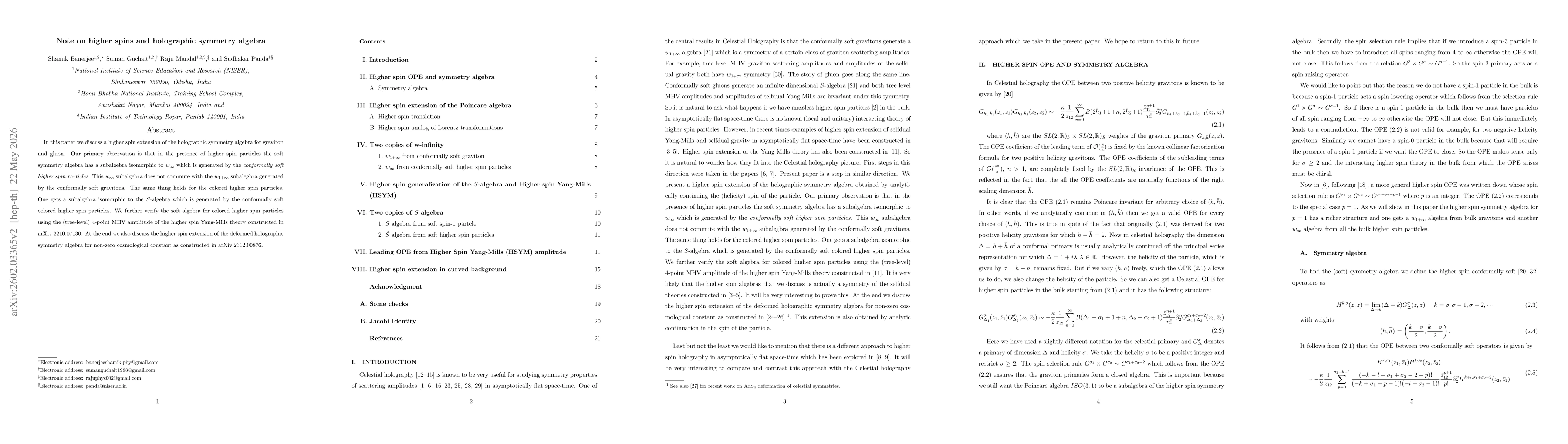 Thumbnail for Note on higher spins and holographic symmetry algebra