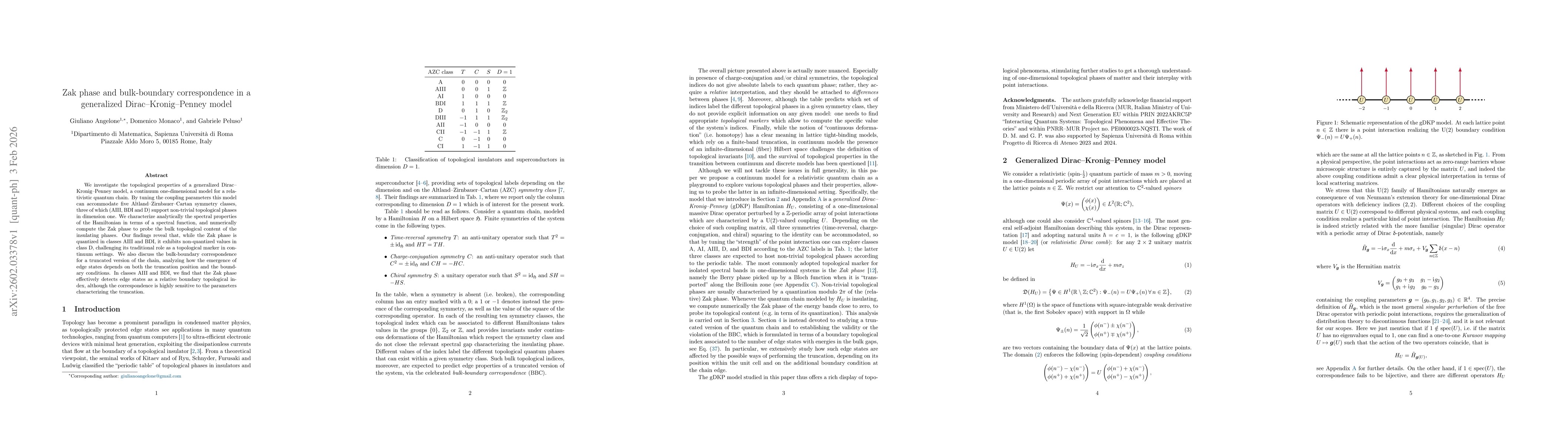 Thumbnail for Zak phase and bulk-boundary correspondence in a generalized Dirac-Kronig-Penney model