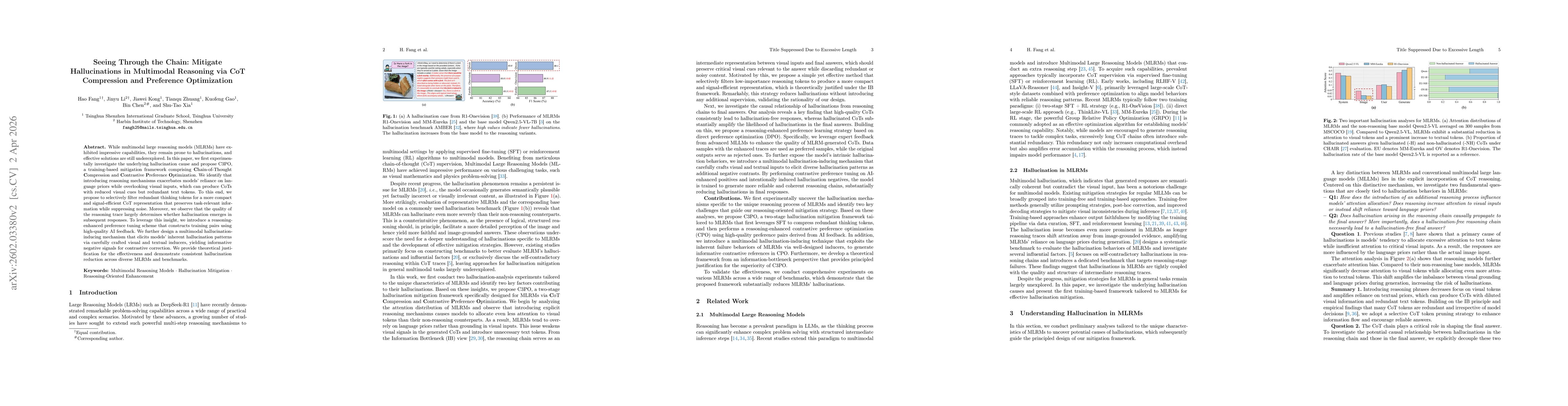 Thumbnail for Seeing Through the Chain: Mitigate Hallucination in Multimodal Reasoning Models via CoT Compression and Contrastive Preference Optimization