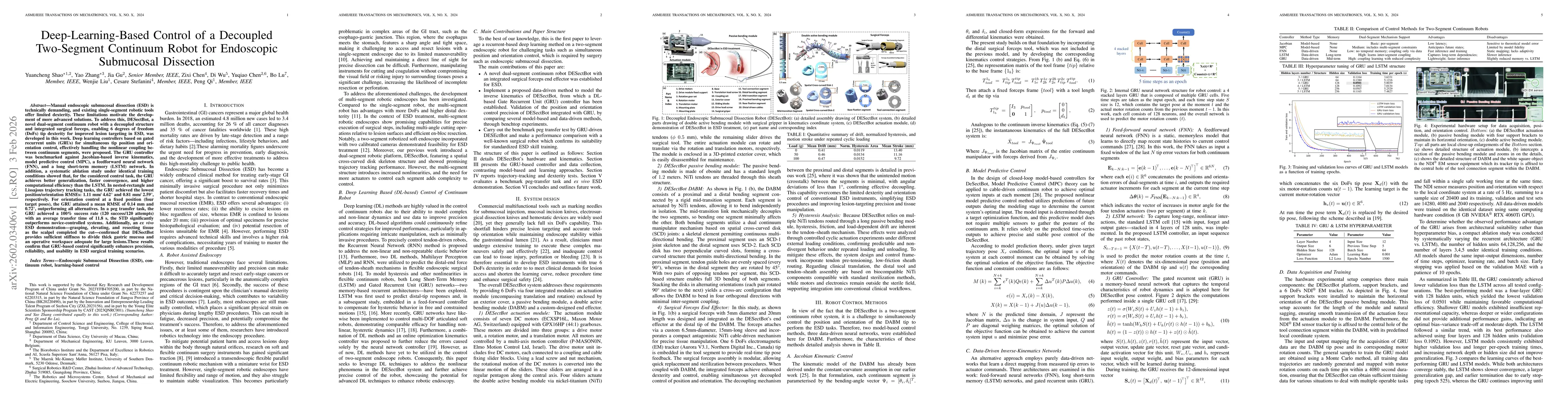 Thumbnail for Deep-Learning-Based Control of a Decoupled Two-Segment Continuum Robot for Endoscopic Submucosal Dissection