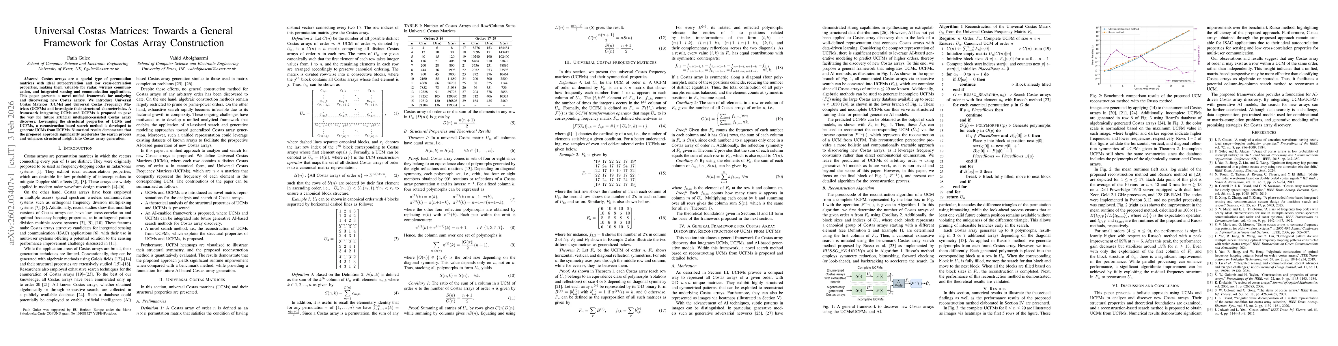 Thumbnail for Universal Costas Matrices: Towards a General Framework for Costas Array Construction