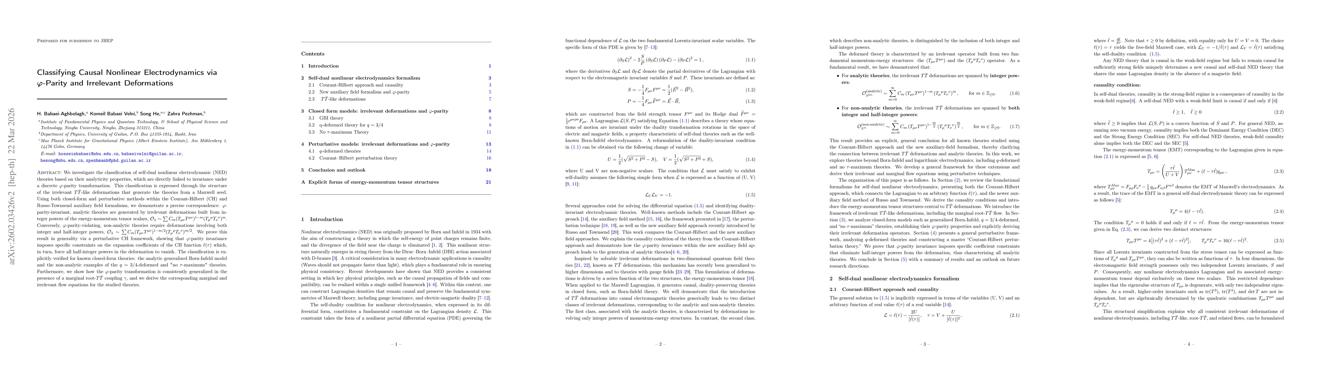Thumbnail for Classifying Causal Nonlinear Electrodynamics via $\varphi$-Parity and Irrelevant Deformations