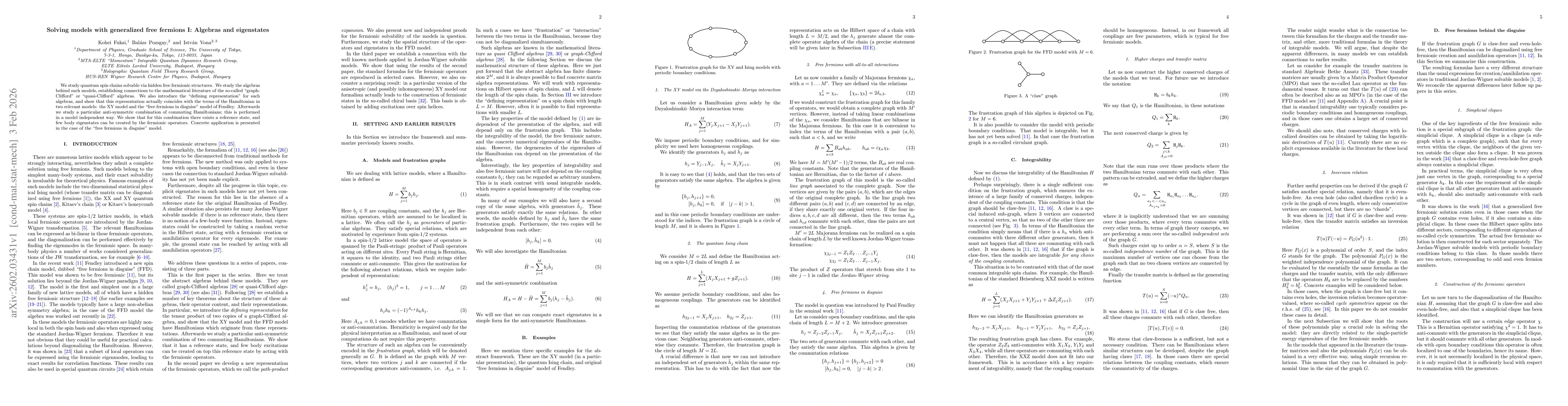 Thumbnail for Solving models with generalized free fermions I: Algebras and eigenstates