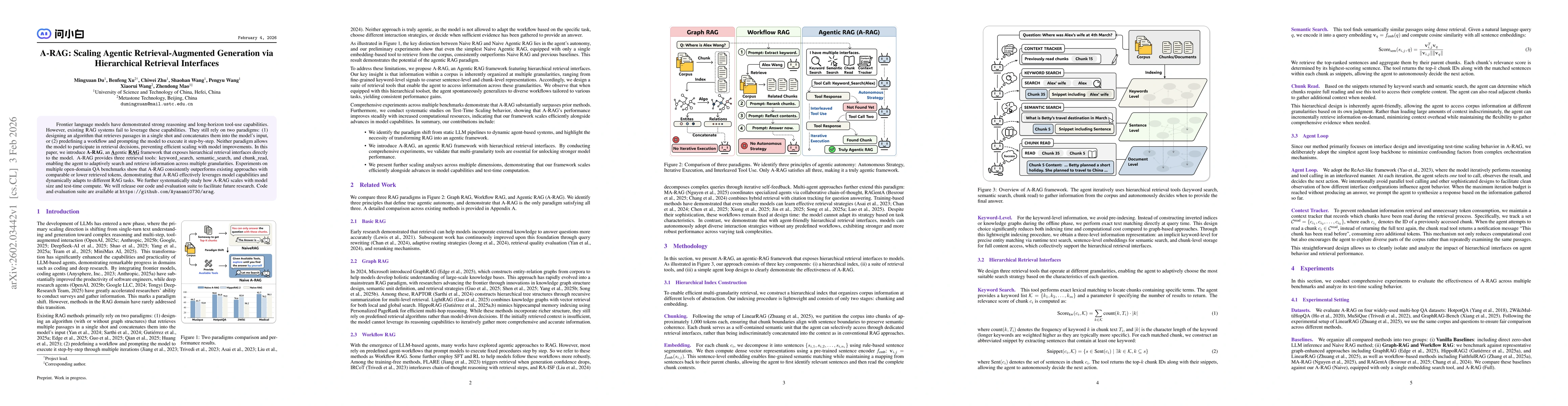 Thumbnail for A-RAG: Scaling Agentic Retrieval-Augmented Generation via Hierarchical Retrieval Interfaces