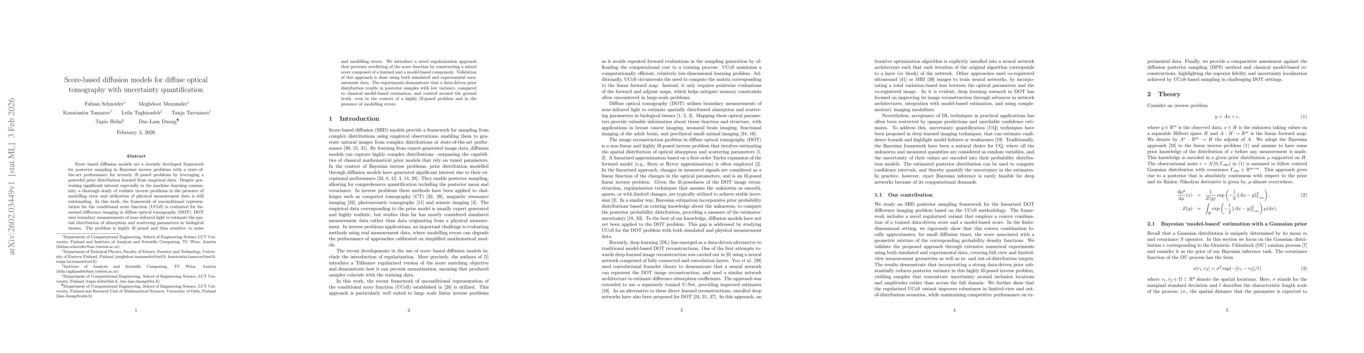 Thumbnail for Score-based diffusion models for diffuse optical tomography with uncertainty quantification