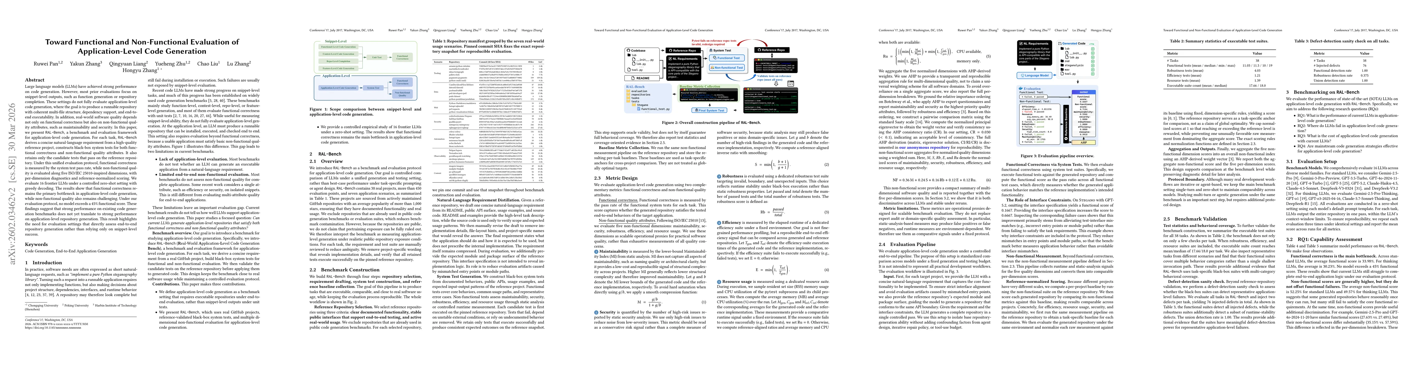 Thumbnail for RAL-Bench: Benchmarking for Application-Level Functional Correctness and Non-Functional Quality Attributes