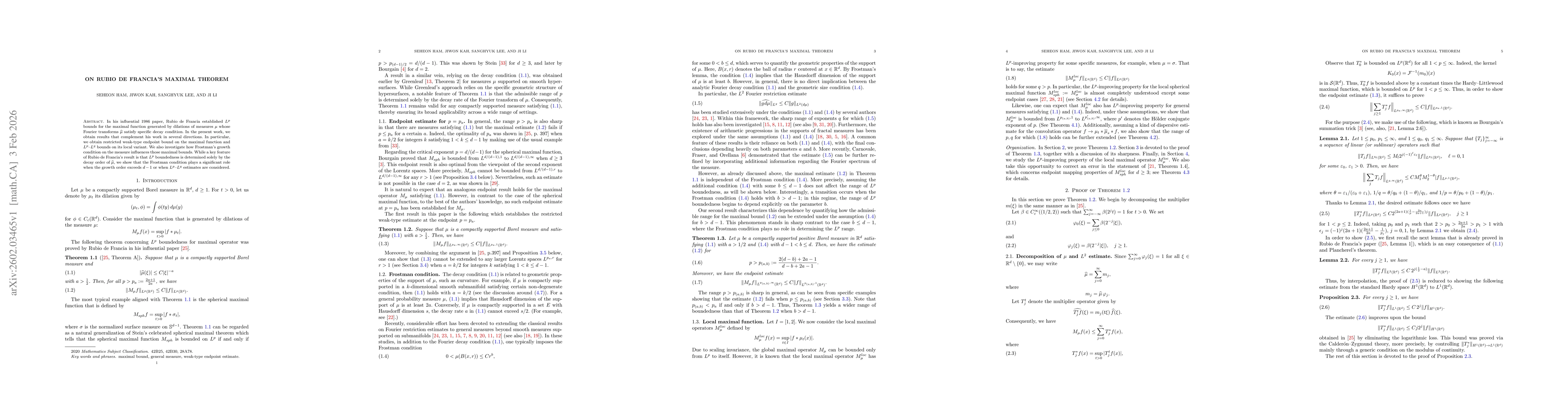 Thumbnail for On Rubio de Francia's maximal theorem