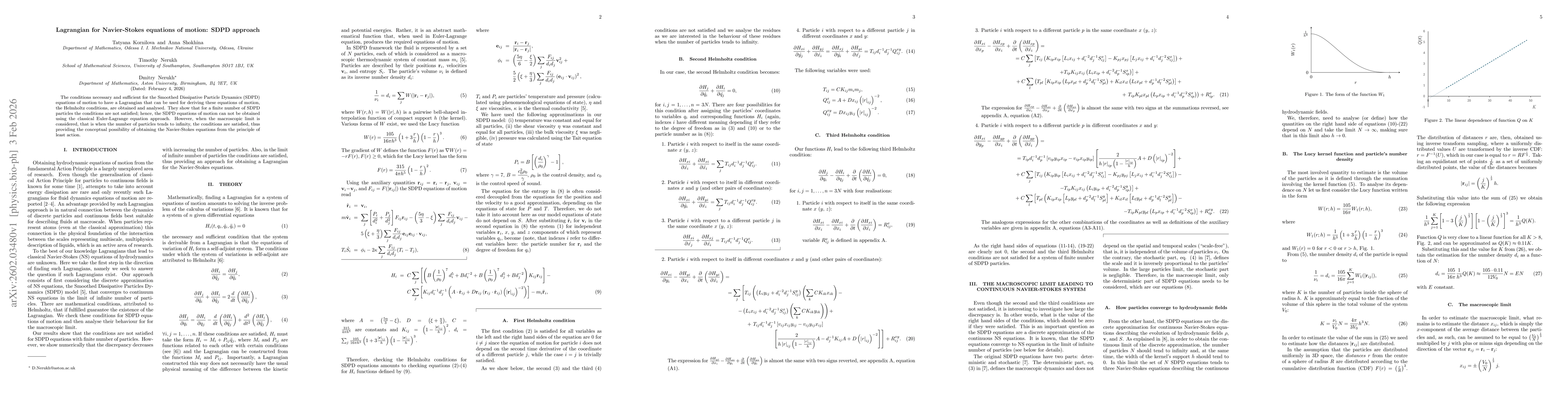 Thumbnail for Lagrangian for Navier-Stokes equations of motion: SDPD approach