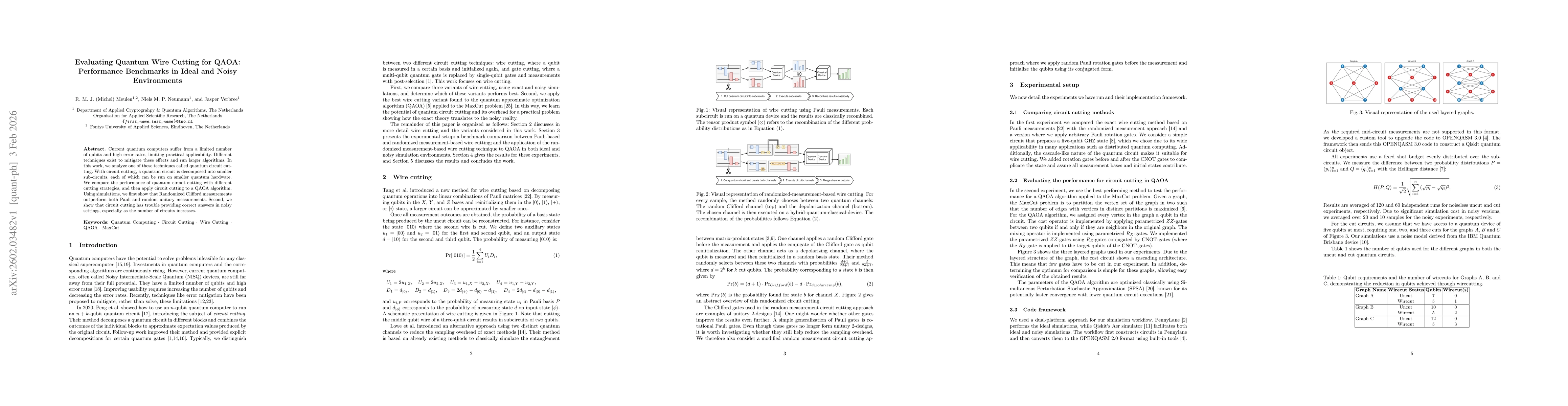 Thumbnail for Evaluating Quantum Wire Cutting for QAOA: Performance Benchmarks in Ideal and Noisy Environments