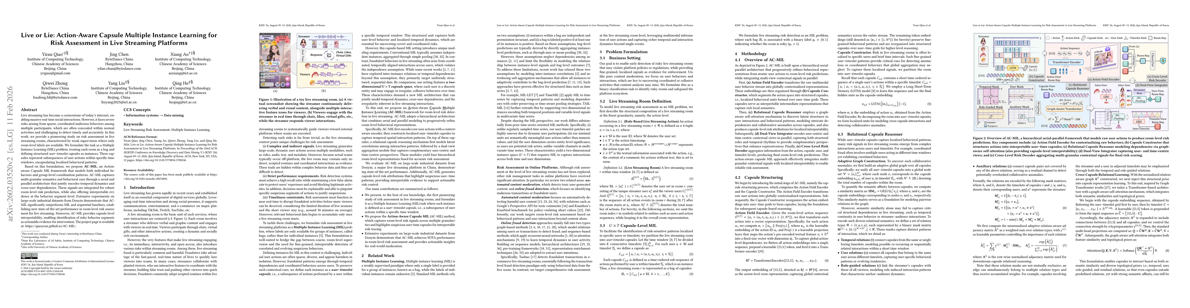 Thumbnail for Live or Lie: Action-Aware Capsule Multiple Instance Learning for Risk Assessment in Live Streaming Platforms