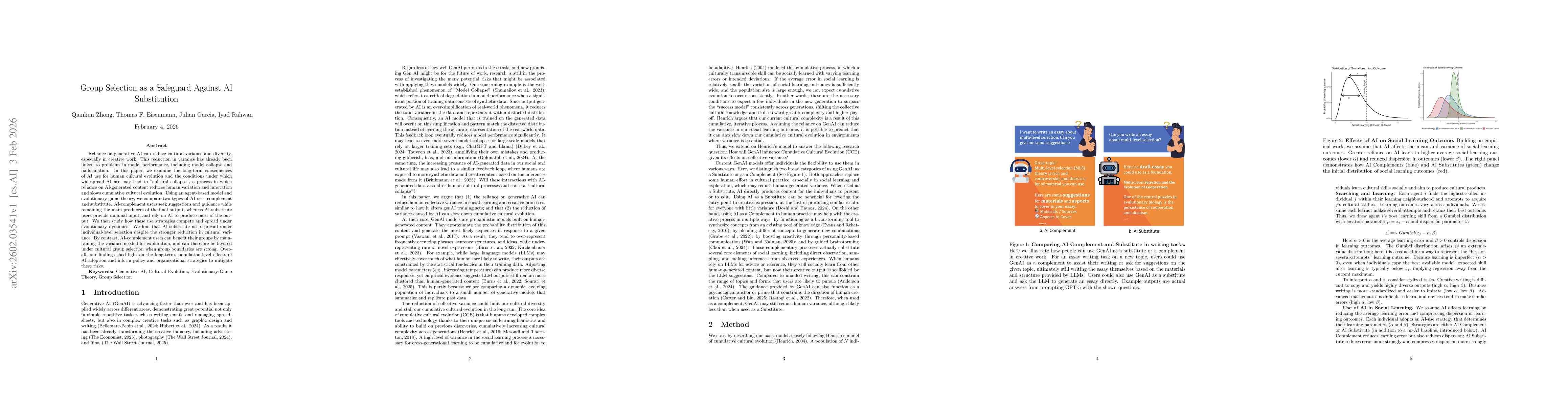 Thumbnail for Group Selection as a Safeguard Against AI Substitution