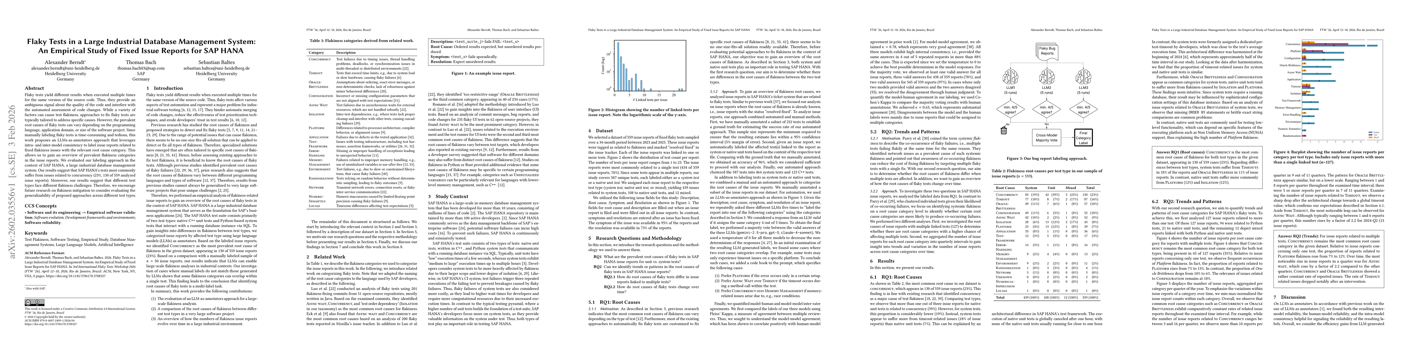 Thumbnail for Flaky Tests in a Large Industrial Database Management System: An Empirical Study of Fixed Issue Reports for SAP HANA