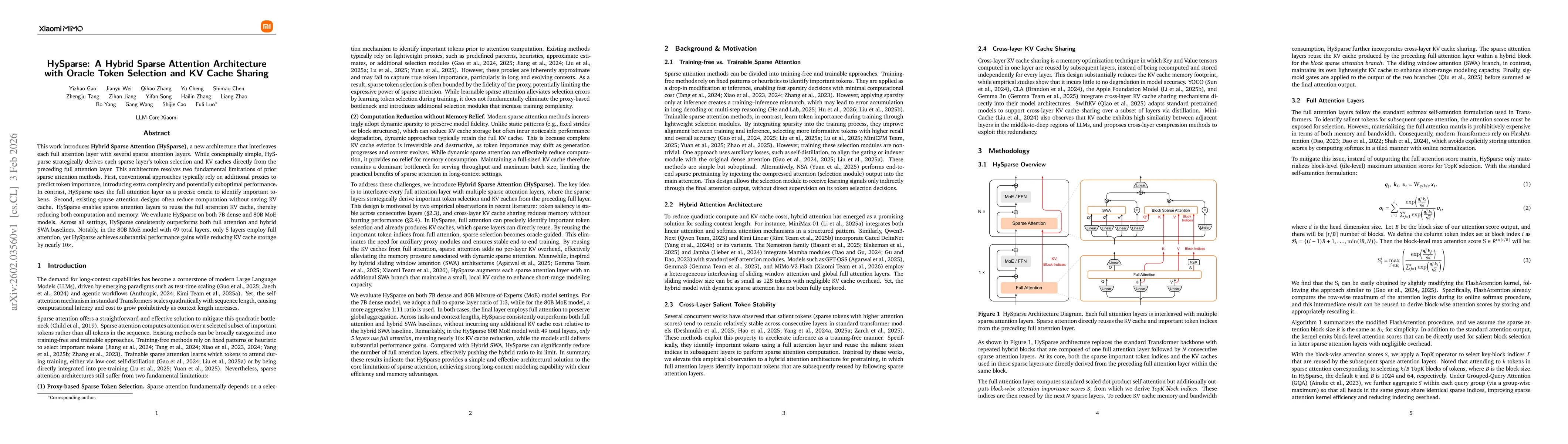 Thumbnail for HySparse: A Hybrid Sparse Attention Architecture with Oracle Token Selection and KV Cache Sharing