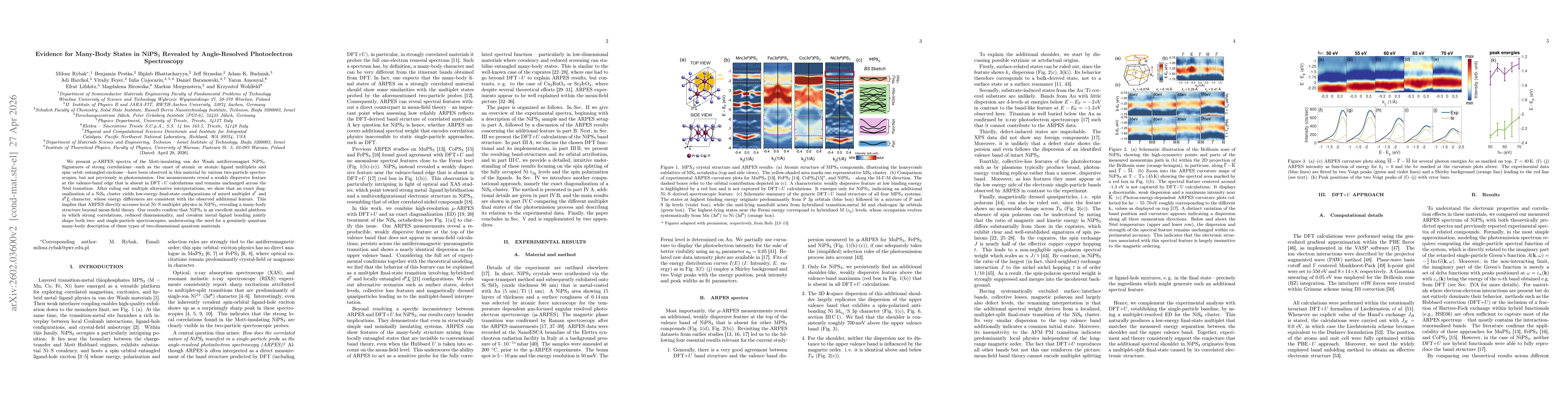 Thumbnail for Evidence for Many-Body States in NiPS$_3$ Revealed by Angle-Resolved Photoelectron Spectroscopy
