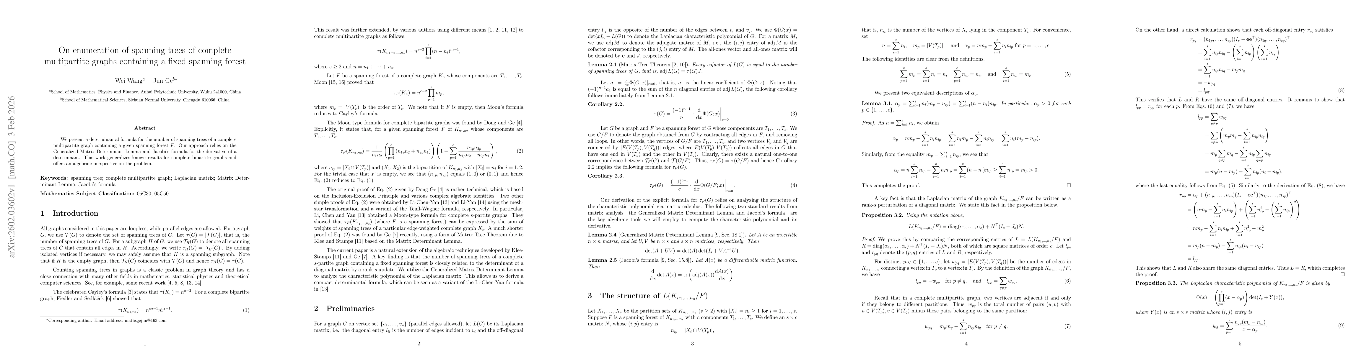 Thumbnail for On enumeration of spanning trees of complete multipartite graphs containing a fixed spanning forest