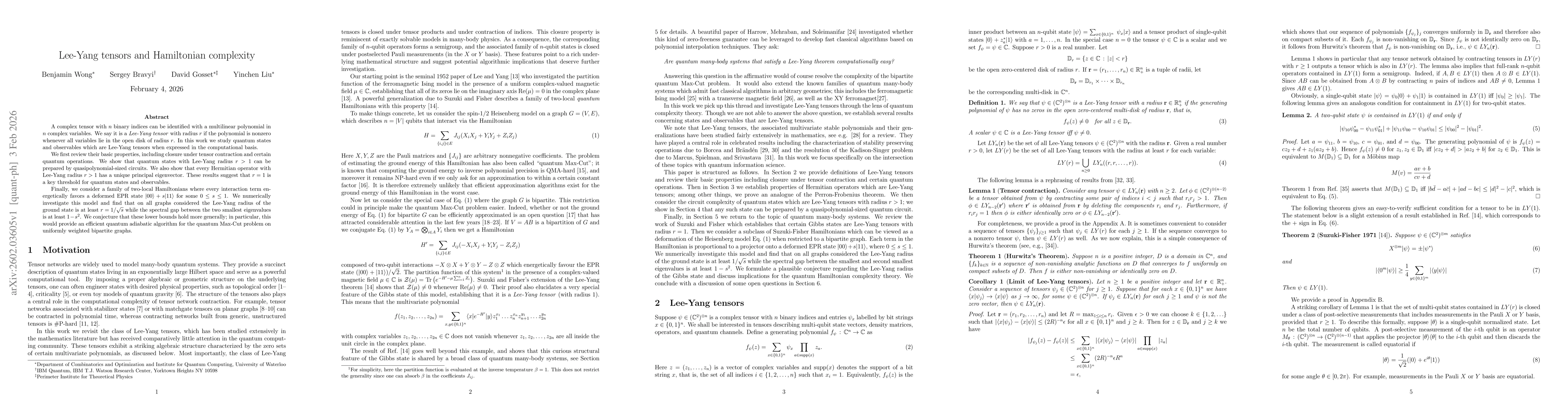 Thumbnail for Lee-Yang tensors and Hamiltonian complexity