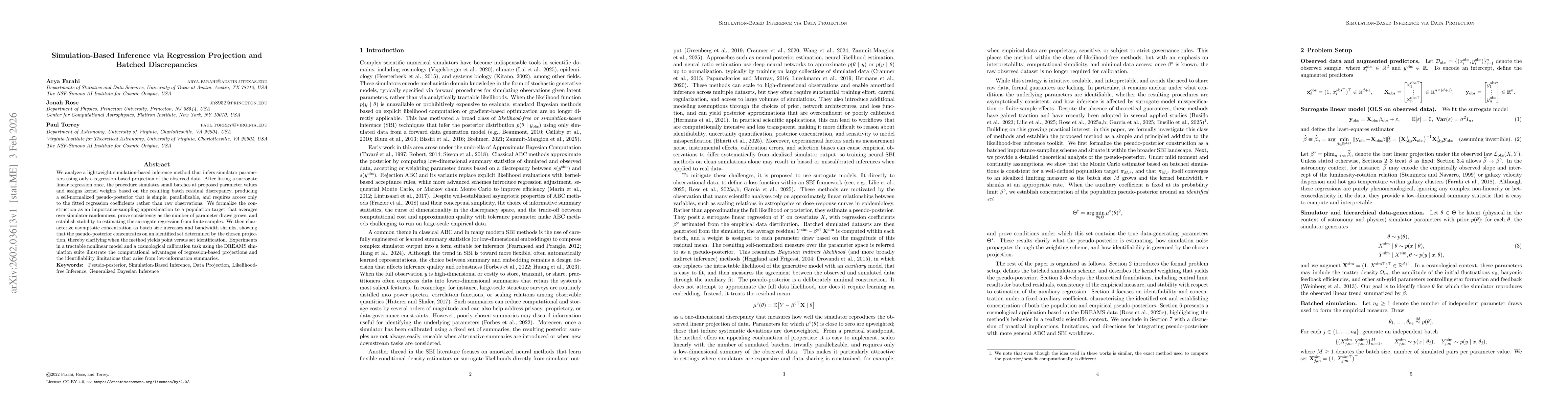 Thumbnail for Simulation-Based Inference via Regression Projection and Batched Discrepancies