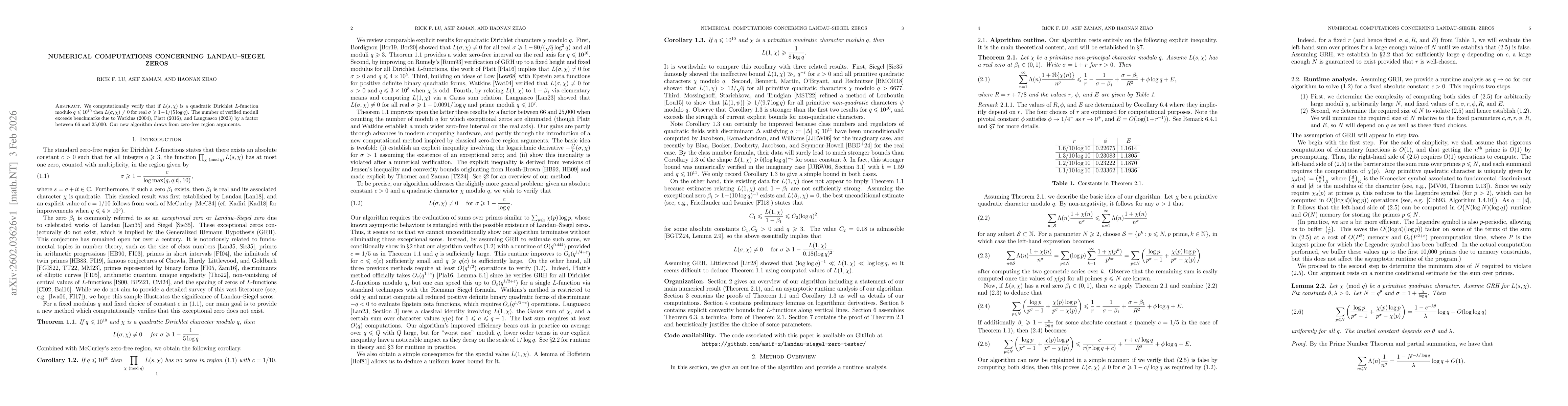 Thumbnail for Numerical Computations Concerning Landau-Siegel Zeros