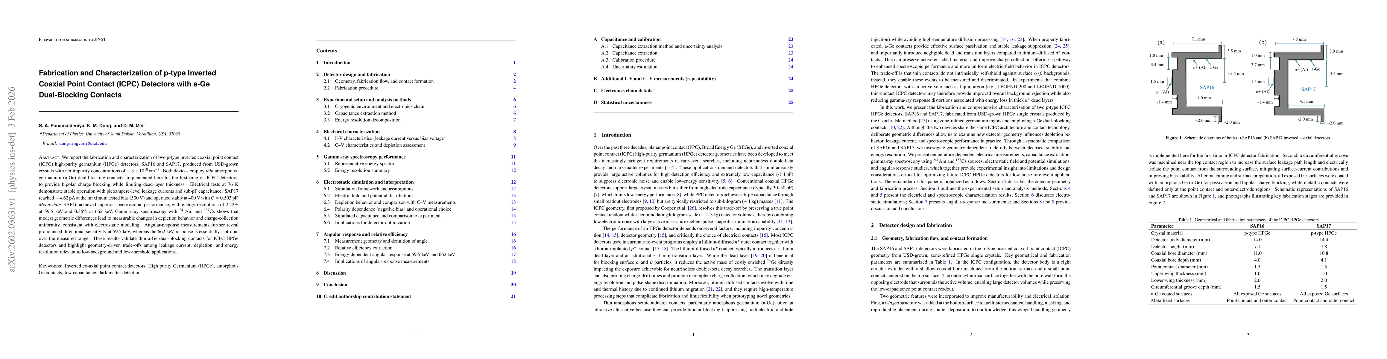Thumbnail for Fabrication and Characterization of p-type Inverted Coaxial Point Contact (ICPC) Detectors with a-Ge Dual-Blocking Contacts