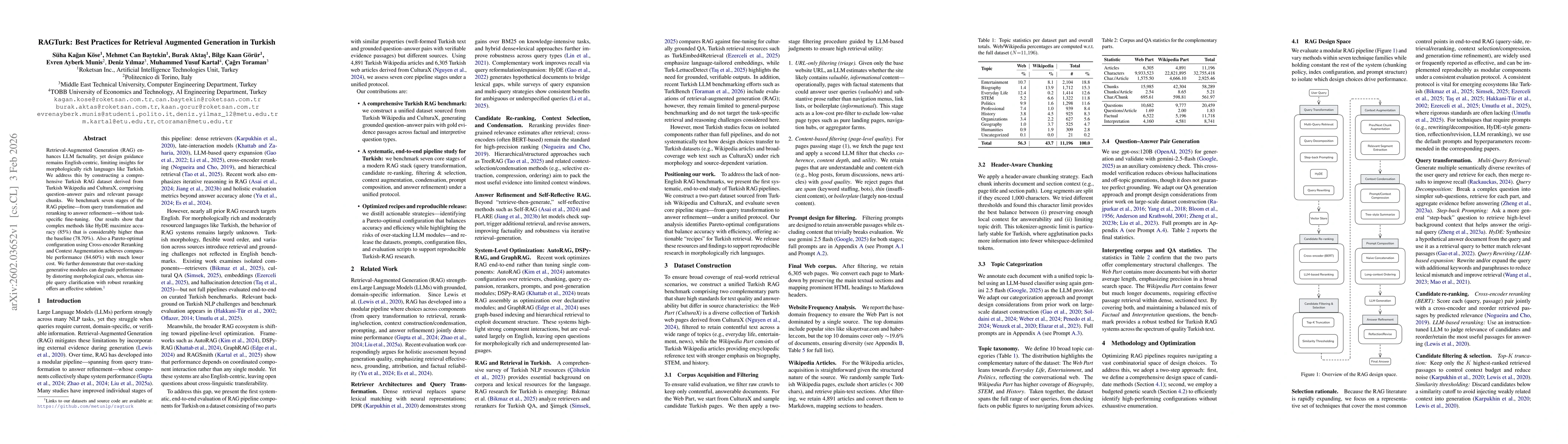 Thumbnail for RAGTurk: Best Practices for Retrieval Augmented Generation in Turkish